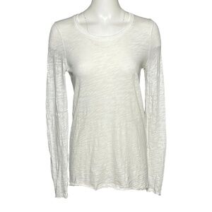 ATM Slub Jersey Long Sleeve Destroyed Wash Tee White T-Shirt Women's Size Small